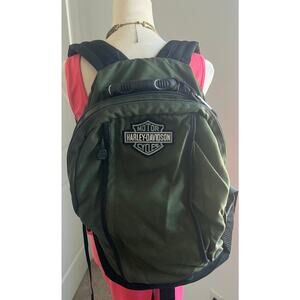 Harley Davidson Genuine Motorcycle Black/Green Adj Backpack Laptop Compartment